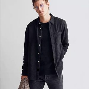 Madewell Sunday Flannel Perfect Long-Sleeve Shirt mens size large true black NWT
